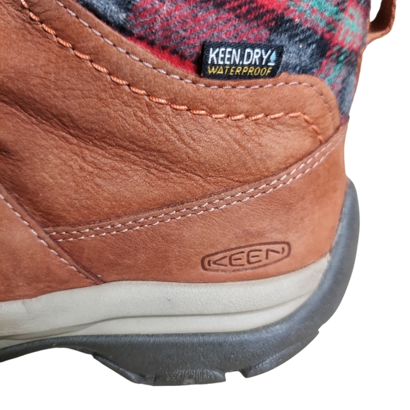 KEEN Bern Baby Bern Waterproof Leather Boots | KEEN.DRY | Plaid Collar Womens 8 - Picture 4 of 16